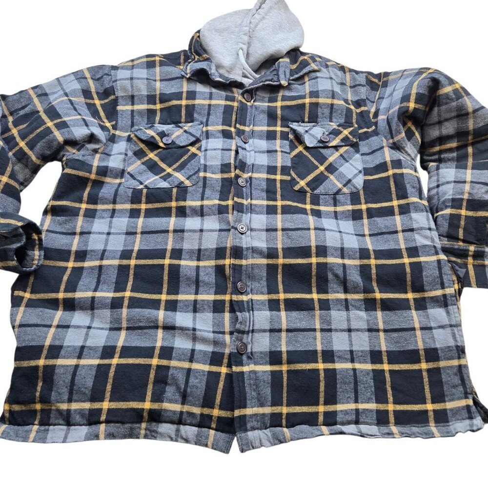 RedHead Flannel Jacket Mens 2XL Gray Lined Outdoors Button Up Hooded